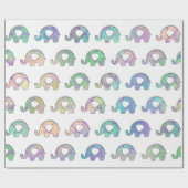 ホワイトゾウ赤ちゃん女の子ボーイパープルミントVIP ラッピングペーパー (フラット)