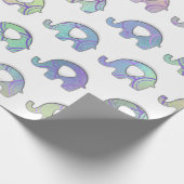 ホワイトゾウ赤ちゃん女の子ボーイパープルミントVIP ラッピングペーパー (角)