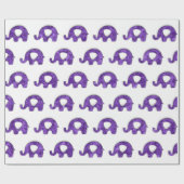 ホワイトゾウ赤ちゃん女の子ボーパープルプラムVIP ラッピングペーパー (フラット)