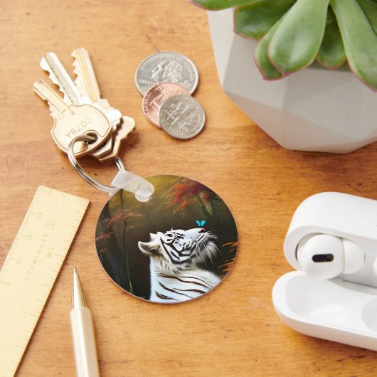 ホワイトタイガーこれらの愛する瞬間、キーリング キーホルダー (デスク)