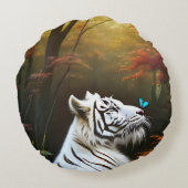 ホワイトタイガーこれらの愛する瞬間、ラウンドクッション ラウンドクッション (裏面)