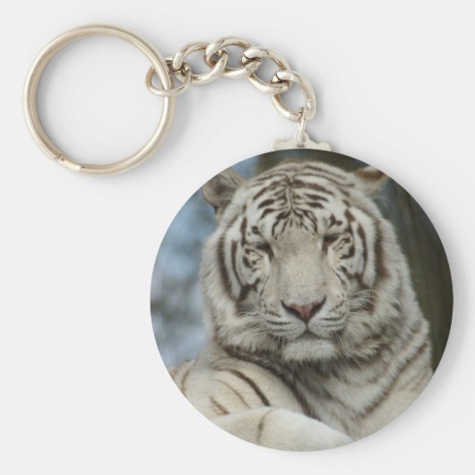ホワイトタイガーのキーチェーン キーホルダー (正面)