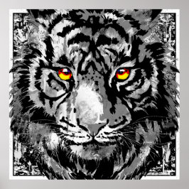 ホワイトタイガーのポスターカラフル- Tiger Head Artプリント ポスター