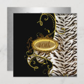 ホワイトタイガーの肌の誕生日パーティーへの招待 招待状 (正面/裏面)