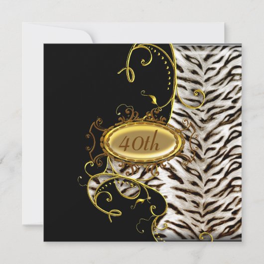 ホワイトタイガーの肌の誕生日パーティーへの招待 招待状 (正面)