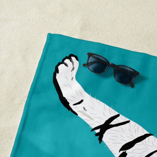 ホワイトタイガーイラストレーションオンティール(緑がかった色) パーソナライズされた ビーチタオル (インサイチュ)