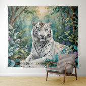 ホワイトタイガージャングルフローラ タペストリー (インサイチュ(横))