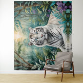 ホワイトタイガージャングルフローラ タペストリー (インサイチュ)