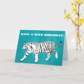 ホワイトタイガーティール(緑がかった色)、ターコイズブルーカスタム カード (黄色い花)