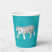 ホワイトタイガーティール(緑がかった色)、ターコイズブルーパーソナライズされた 紙コップ (裏面)