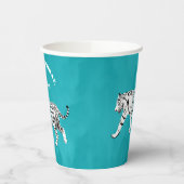 ホワイトタイガーティール(緑がかった色)、ターコイズブルーパーソナライズされた 紙コップ (左)