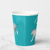 ホワイトタイガーティール(緑がかった色)、ターコイズブルーパーソナライズされた 紙コップ (右)