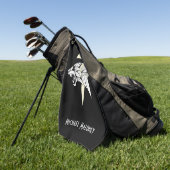 ホワイトタイガーヘッドとサンダーボルト黒背景 ゴルフタオル (グリーン)