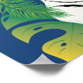 ホワイトタイガーポートレートと熱帯葉 ポスター (角)