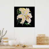 ホワイトタイガーリリープレミアム植物性プリント ポスター (キッチン)