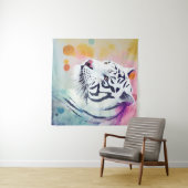 ホワイトタイガーワイルド自然アニマルカラーズアート絵を描ズ タペストリー (インサイチュ(横))