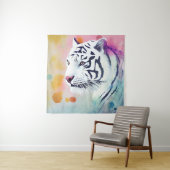 ホワイトタイガーワイルド自然アニマルカラーズアート絵を描ズ タペストリー (インサイチュ)