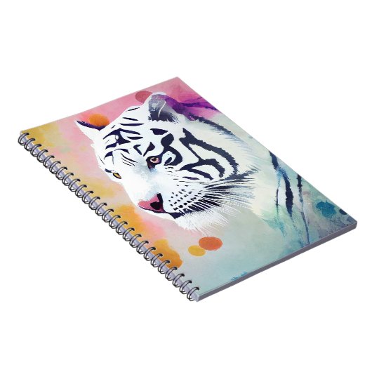 ホワイトタイガーワイルド自然アニマルカラーズアート絵を描ズ ノートブック (右側)