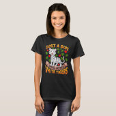 ホワイトタイガー動物 ただの白いトラ好きの女の子 Tシャツ (正面フル)