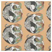 ホワイトタイガー対グリーンドラゴンの陰陽 ファブリック (見本)