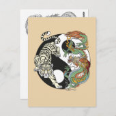 ホワイトタイガー対グリーンドラゴンの陰陽 ポストカード (正面/裏面)