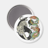 ホワイトタイガー対グリーンドラゴンの陰陽 マグネット (正面/裏面)