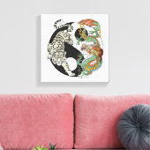 ホワイトタイガー対グリーンドラゴンの陰陽c キャンバスプリント (インサイチュ (リビング))