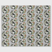 ホワイトタイガー対グリーンドラゴンの陰陽wr ラッピングペーパー (フラット)