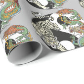 ホワイトタイガー対グリーンドラゴンの陰陽wr ラッピングペーパー (ロールコーナー)