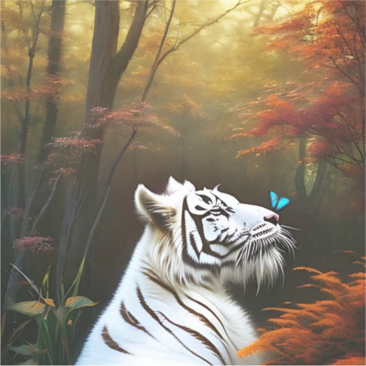 ホワイトタイガー愛する瞬間 シール (正面)