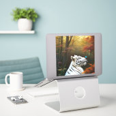 ホワイトタイガー愛する瞬間 シール (デスク上のノートパソコン)