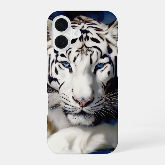 ホワイトタイガー肖像画 iPhone 16ケース (裏面)