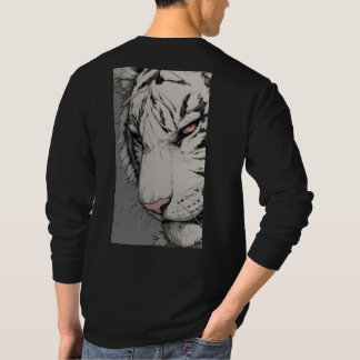 ホワイトタイガー背面プリントスウェットシャツ - 勇壮な野生動物 Tシャツ