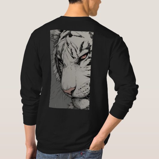 ホワイトタイガー背面プリントスウェットシャツ - 勇壮な野生動物 Tシャツ (裏面)