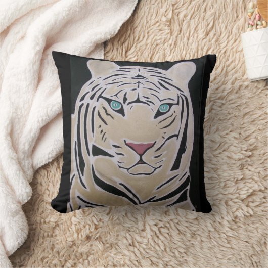 ホワイトタイガー装飾用クッション- クッション (ブランケット)