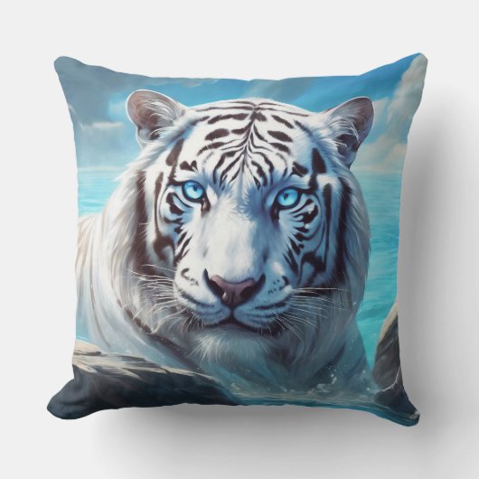 ホワイトタイガー装飾用クッション クッション (正面)