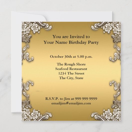 ホワイトタイガー誕生日パーティーへの招待 招待状 (裏面)