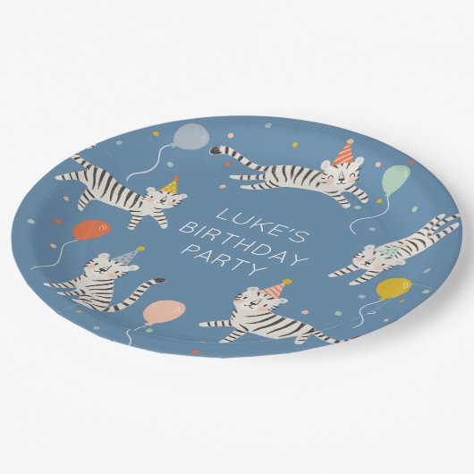 ホワイトタイガー誕生日 ペーパープレート (アングル)