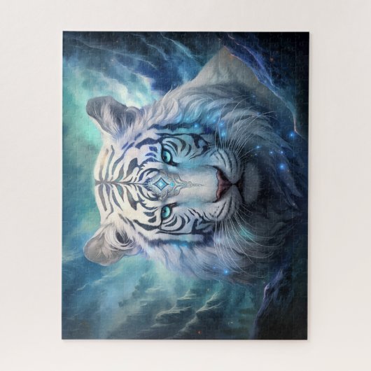 ホワイトタイガー超現実神秘的ファンタジーアート ジグソーパズル (縦)