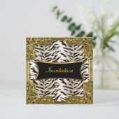 ホワイトタイガー金ゴールドブラックバースデーパーティーの招待 招待状 (スタンド正面)