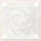 ホワイトタイガー顔写真モダン水彩 ガラスコースター (裏面)