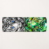 ホワイトタイガー顔 – グリーンタイガーブルーアイズヨガマット ヨガマット (正面(横))