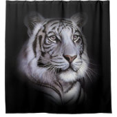ホワイトタイガー顔 シャワーカーテン (正面)