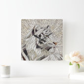 ホワイトタイガー – ステンドグラスMosaic Digital Art スクエア壁時計 (ホーム)