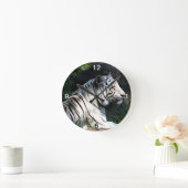 ホワイトタイガー ラウンド壁時計 (ホーム)