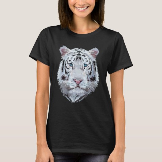 ホワイトタイガー 大型猫 Tシャツ (正面)