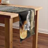 ホワイトタイガー、月、竹林 ショートテーブルランナー (インサイチュ)