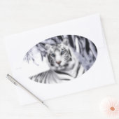 ホワイトタイガー 楕円形シール (封筒)