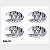 ホワイトタイガー 楕円形シール (シート)