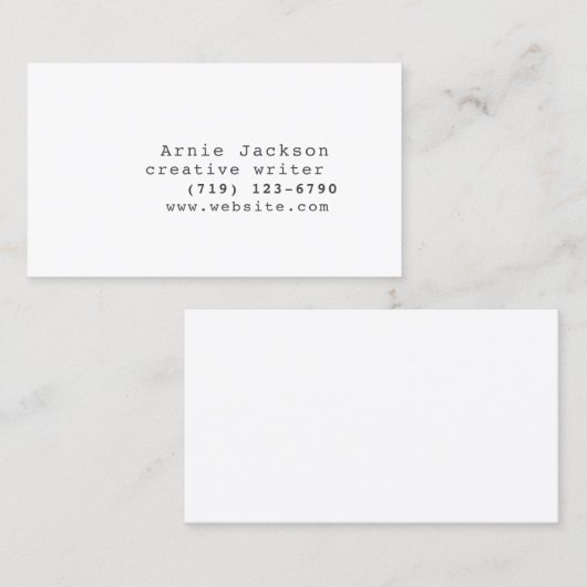 ホワイトタイプミニマルライタフォントの前面のみ 名刺 (正面/裏面)